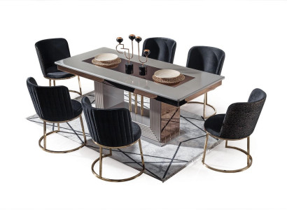 Modern Dining room Set Consists of Dining table and 6x Chairs Stylish 7 pieces.